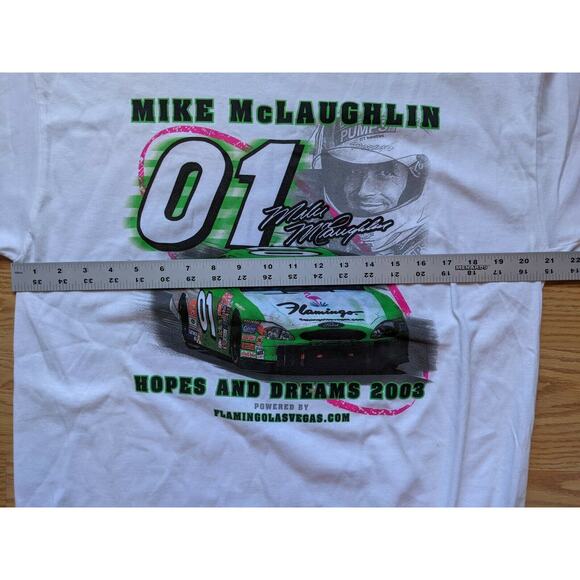 Vintage NASCAR Mike McLaughlin T shirt SZ L White #01 2003 Racing Las Vegas - Picture 5 of 7